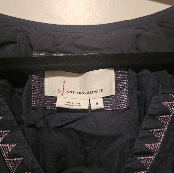 Anthropologie Navy and Lavender Long Sleeve Dress - Picture 2 of 5